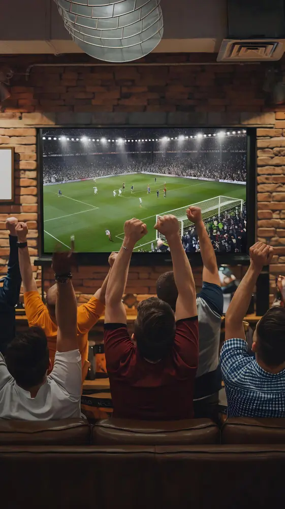 Fans watching FIFA World Cup on TV in Cambodia